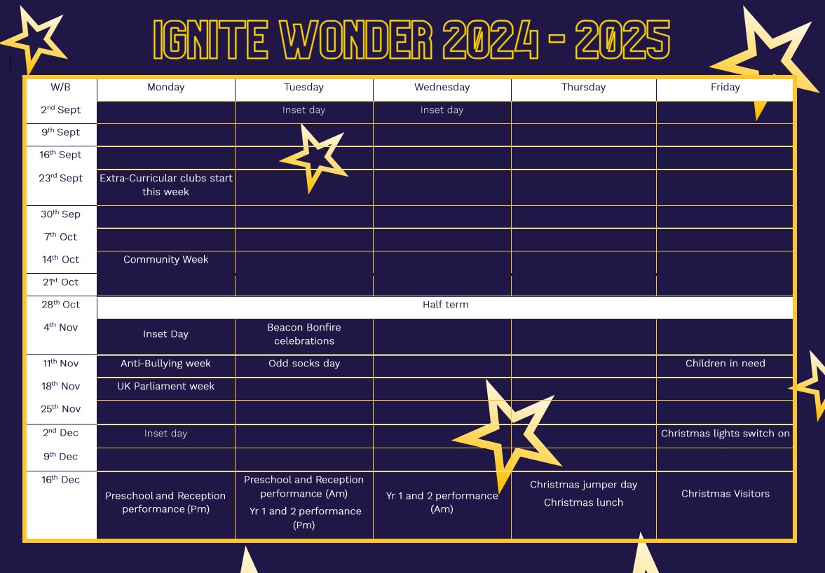 Ignite Wonder Dates for the diary
