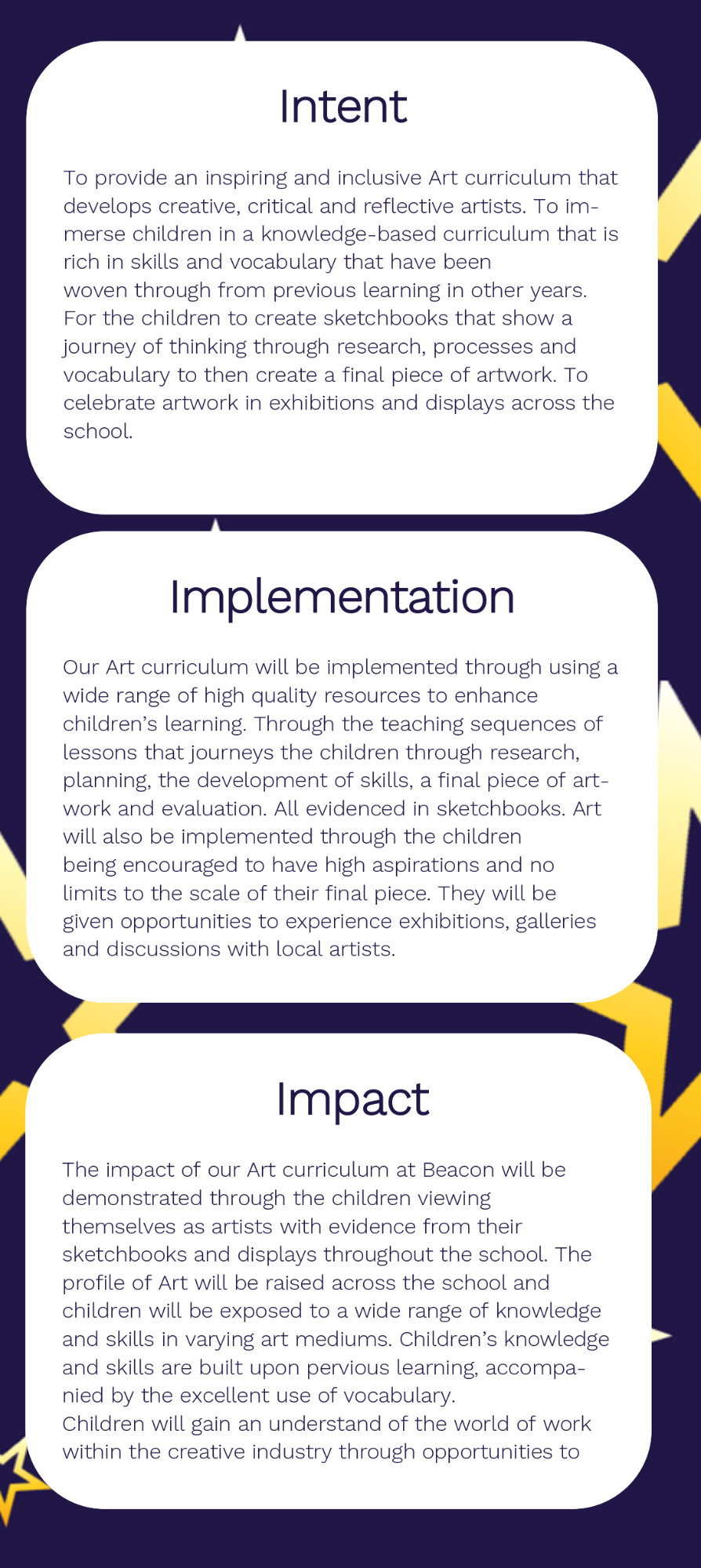 Our curriculum vision intent